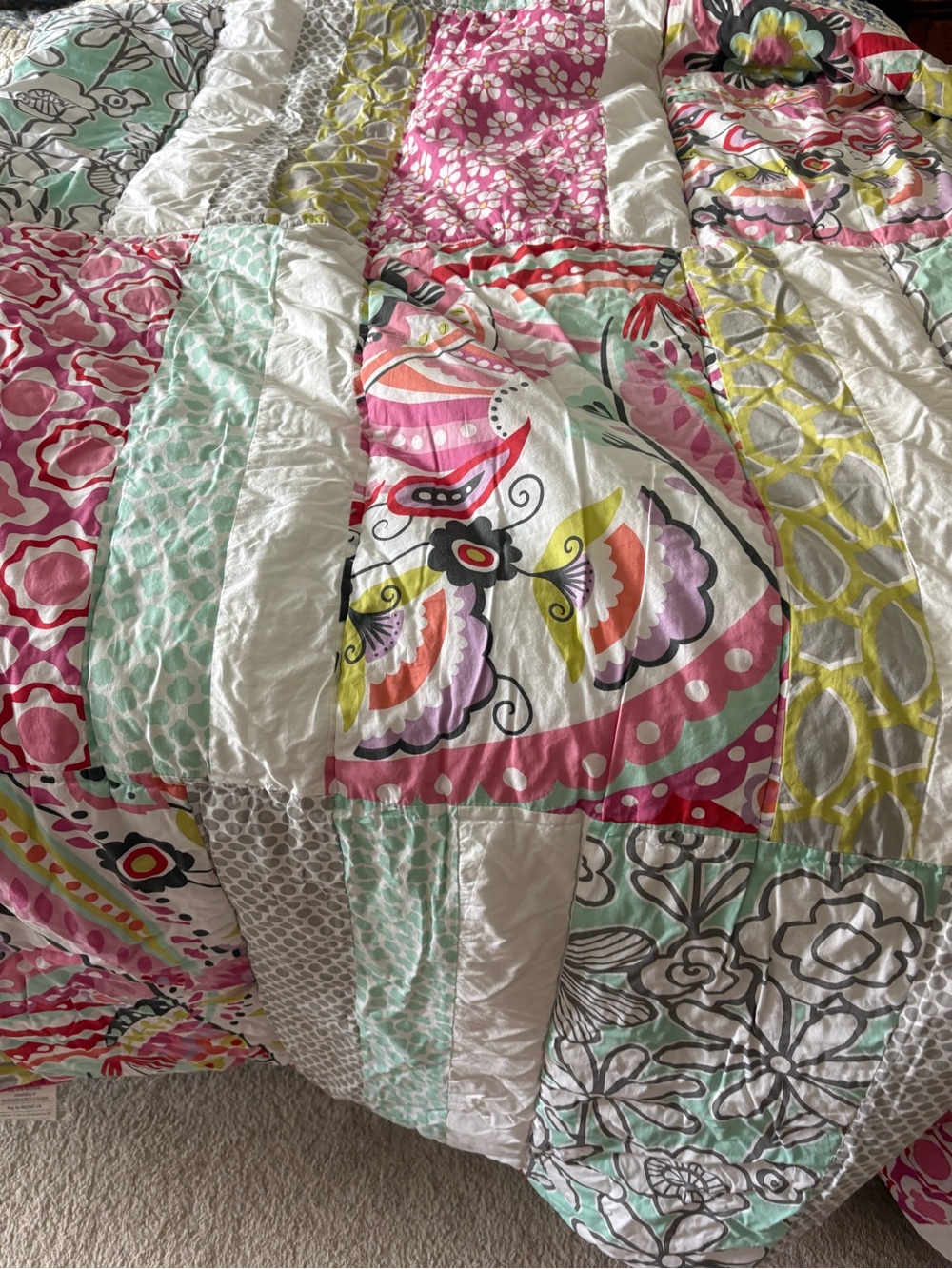 Pottery Barn Teen - Quilted Patchwork Comforter in Pink, Aqua & White